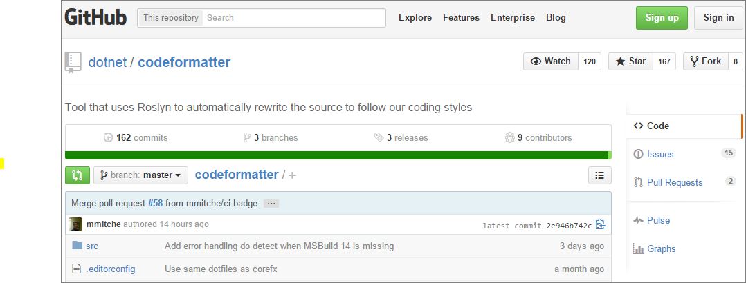 dotnet codeformatter on GitHub